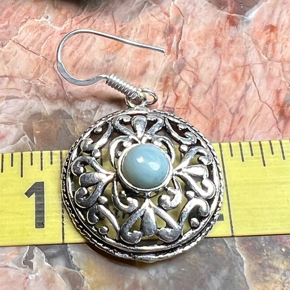 Genuine Larimar earrings (Z-6) - Picture 5 of 9